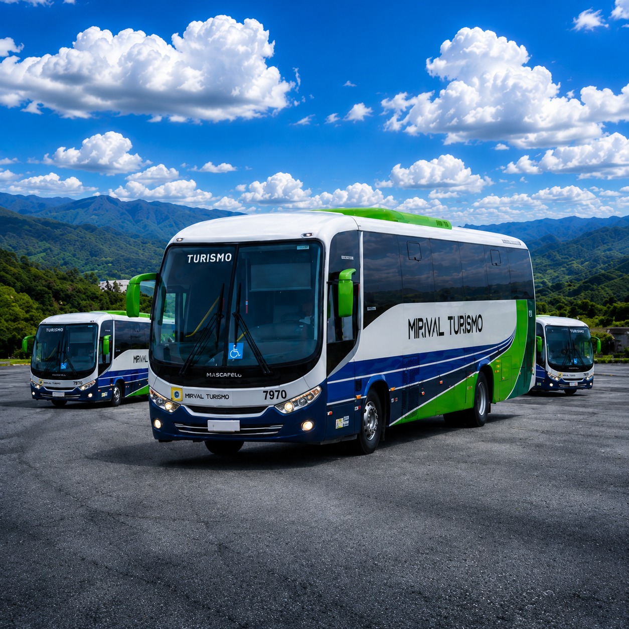 Ônibus da Miraval Turismo para fretamento contínuo de empresas e escolas